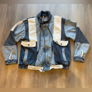 Free People Women's XS Panel Denim Bomber Jacket